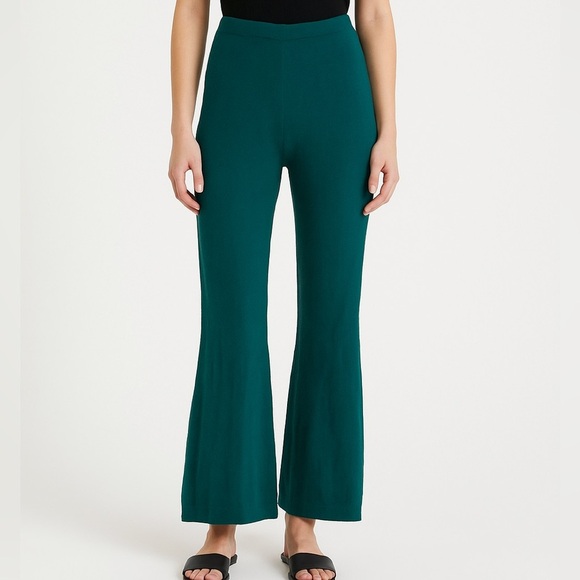 Free People Beach Teal Knit Flare Pull On Pants SIZE MEDIUM - Picture 1 of 7